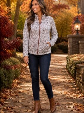 Great Northwest Indigo Women’s Large Marled Zip Up Jacket NWOT